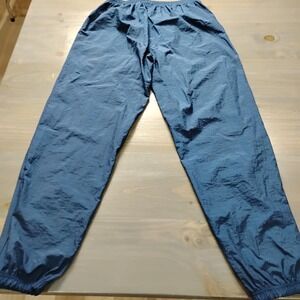 Vintage 90s Reebok Joggers Mens L Navy Blue Classic Logo Pants Zipper Ankle
